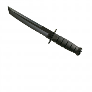 Ka-Bar Tanto Serrated Edge Knife - Black - Fixed Blade - Kabar Knives
